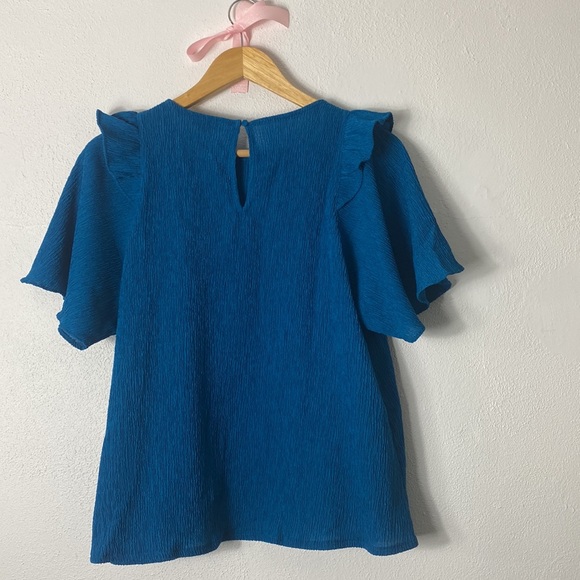 Express Blue Ruffle Top - Picture 5 of 7